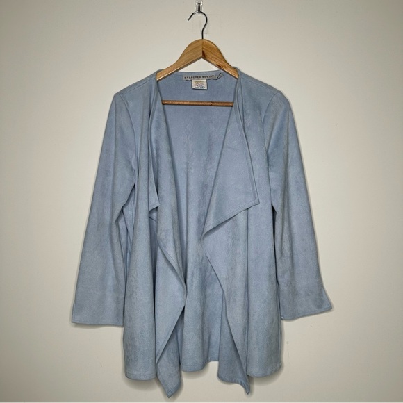 Gretchen Scott Designs Blue Suede Waterfall Open Cardigan Size Medium - Picture 3 of 9